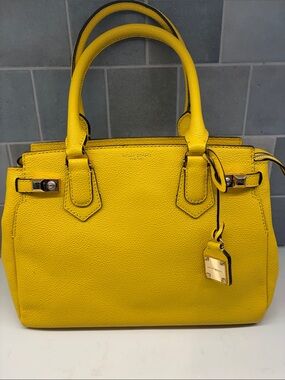 Vintage Henri Bendel Bright Yellow Leather Tote Handbag - Women Bags